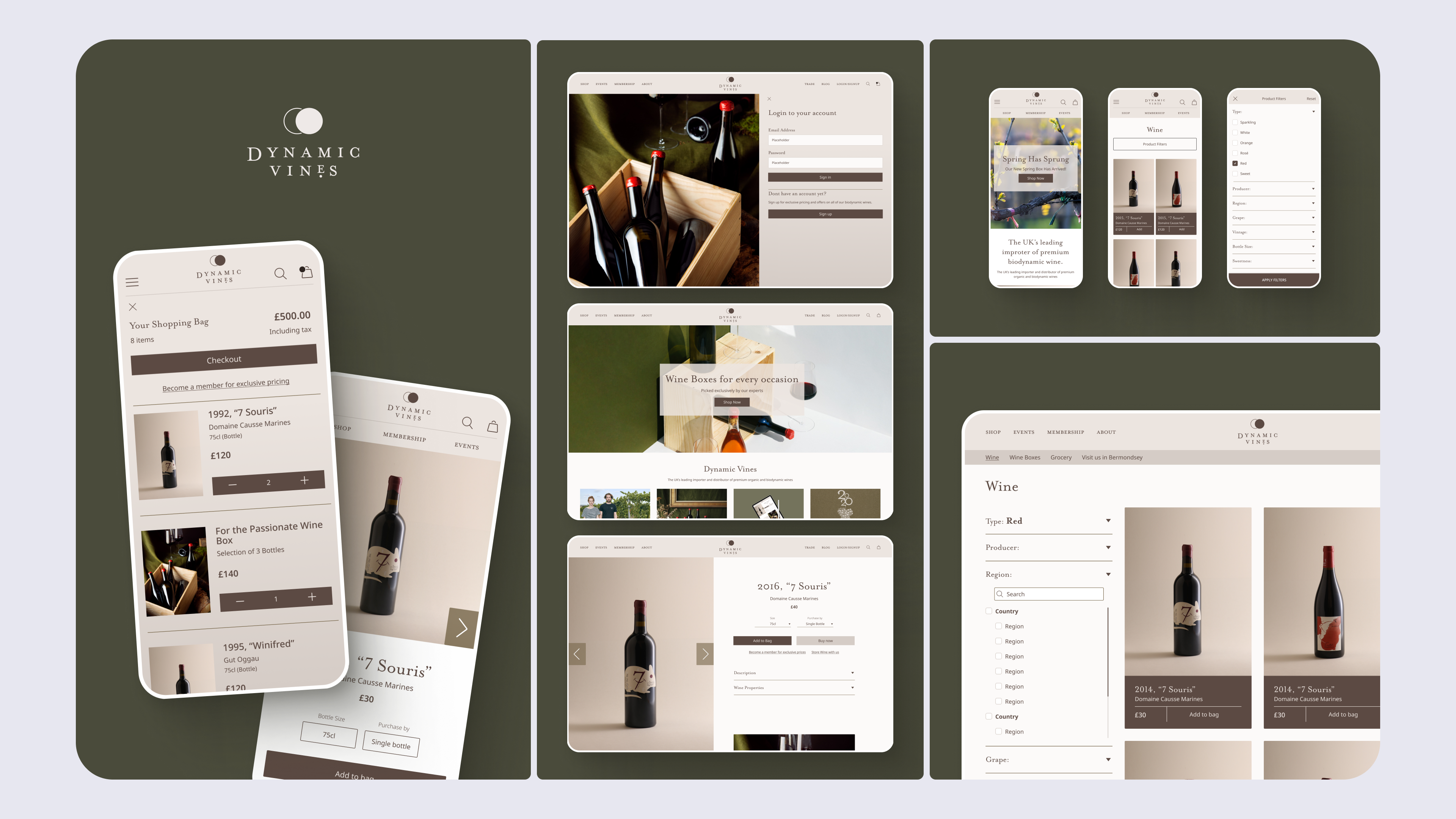 A collage of images showing mockups of the Dynamic Vines website
